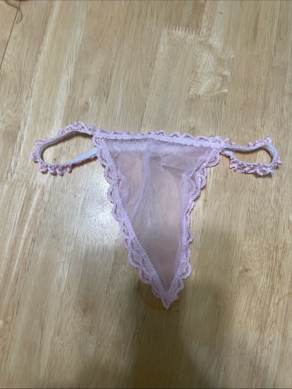Sheer Lace Triangle Panty - Light Pink